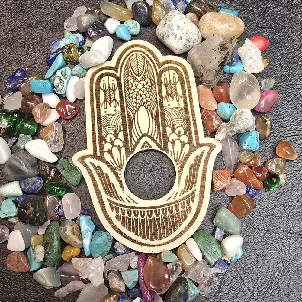 Hamsa hand Crystal Sphere Stand - Picture 2 of 5